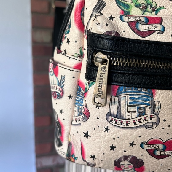 Loungefly x Star Wars Sailor Jerry Tattoo Style Backpack in Cream & Black - Picture 3 of 11